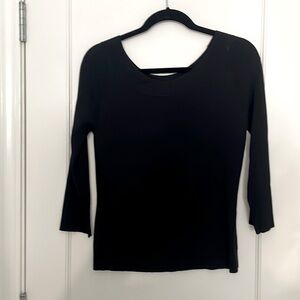 Black, scoop-neck knit top